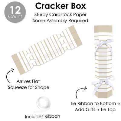 Tan Stripes - No Snap Simple Party Table Favors - DIY Cracker Boxes - Set of 12