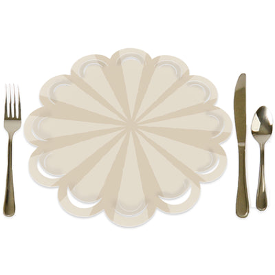Tan Stripes - Simple Party Round Table Decorations - Paper Chargers - Place Setting For 12