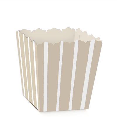 Tan Stripes - Party Mini Favor Boxes - Simple Party Treat Candy Boxes - Set of 12