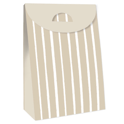 Tan Stripes - Simple Gift Favor Bags - Party Goodie Boxes - Set of 12