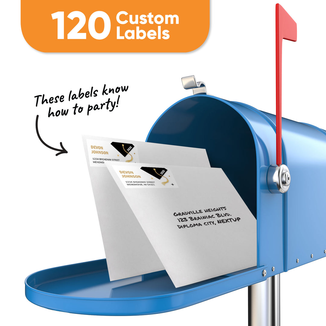 Custom Text Graduation Return Address Labels - 120 Ct