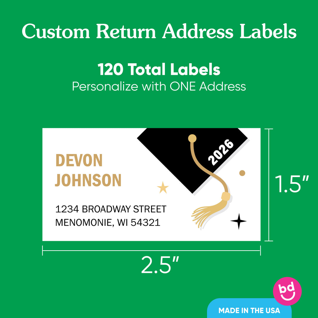 Custom Text Graduation Return Address Labels - 120 Ct