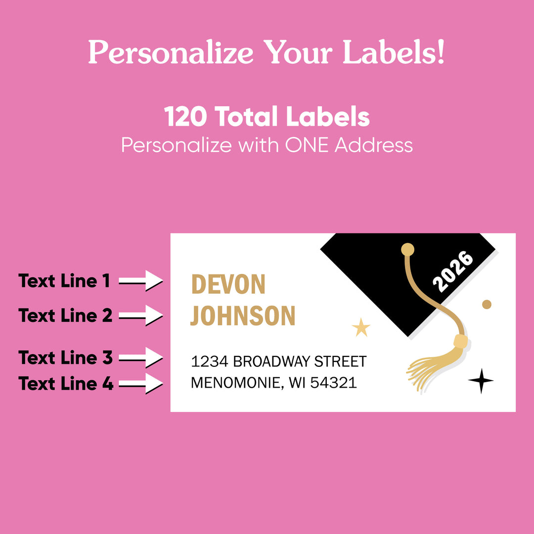 Custom Text Graduation Return Address Labels - 120 Ct
