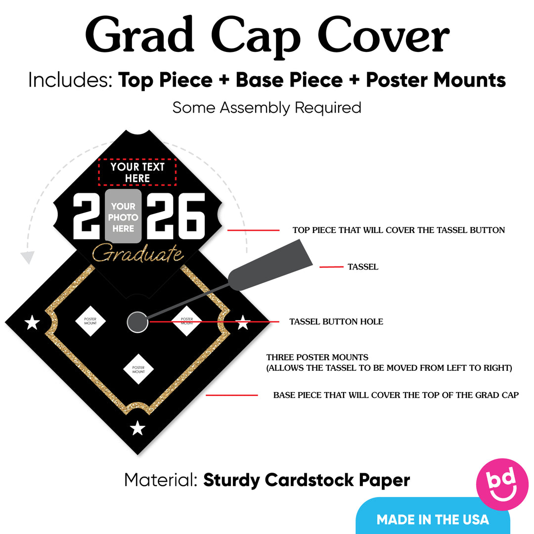 Graduation cap cover kit with top piece base and mounts