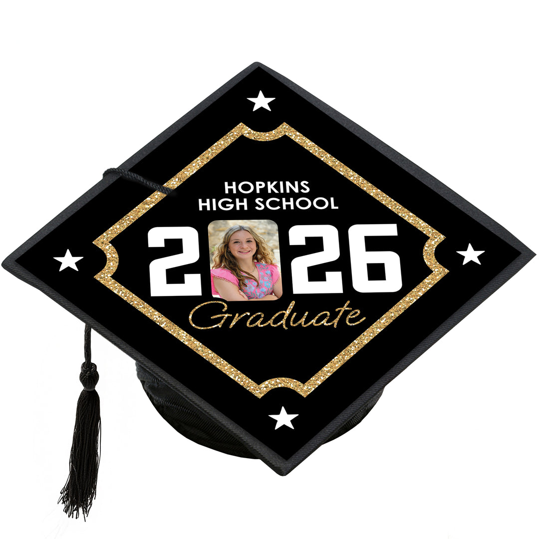 Tassel Gold personalized graduation cap cover Class of 2026