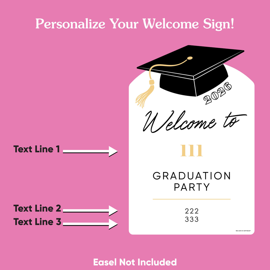 Custom Text Tassel Gold Grad Welcome Sign