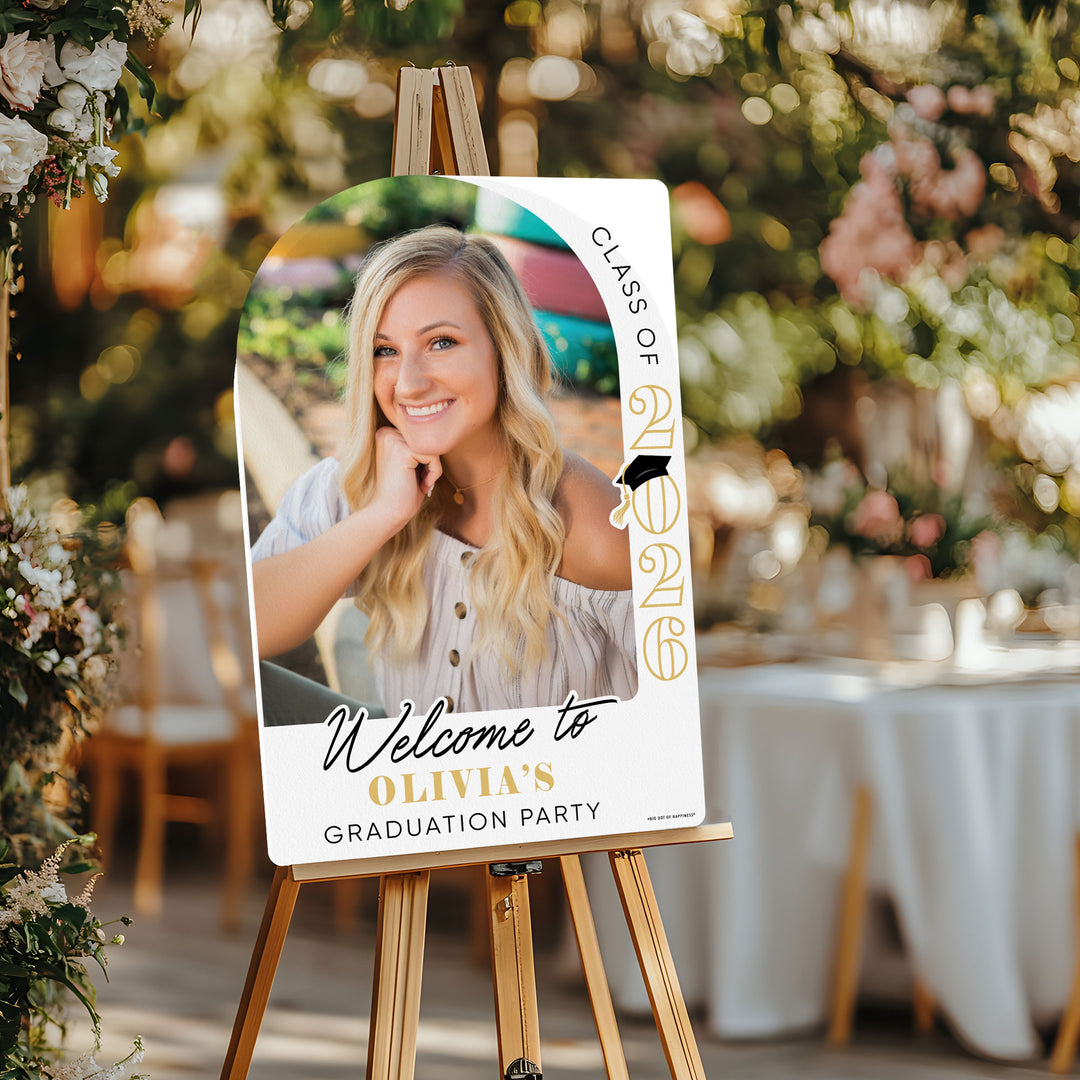Custom Photo Tassel Gold Grad Welcome Sign