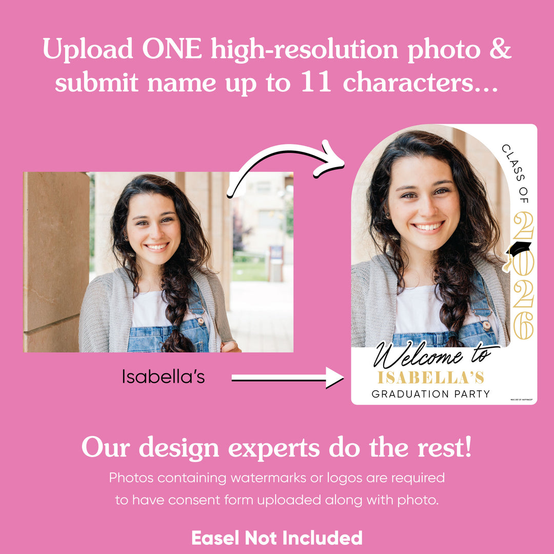 Custom Photo Tassel Gold Grad Welcome Sign