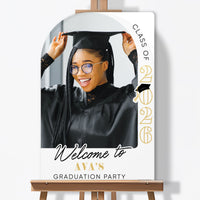 Custom Photo Tassel Gold Grad Welcome Sign