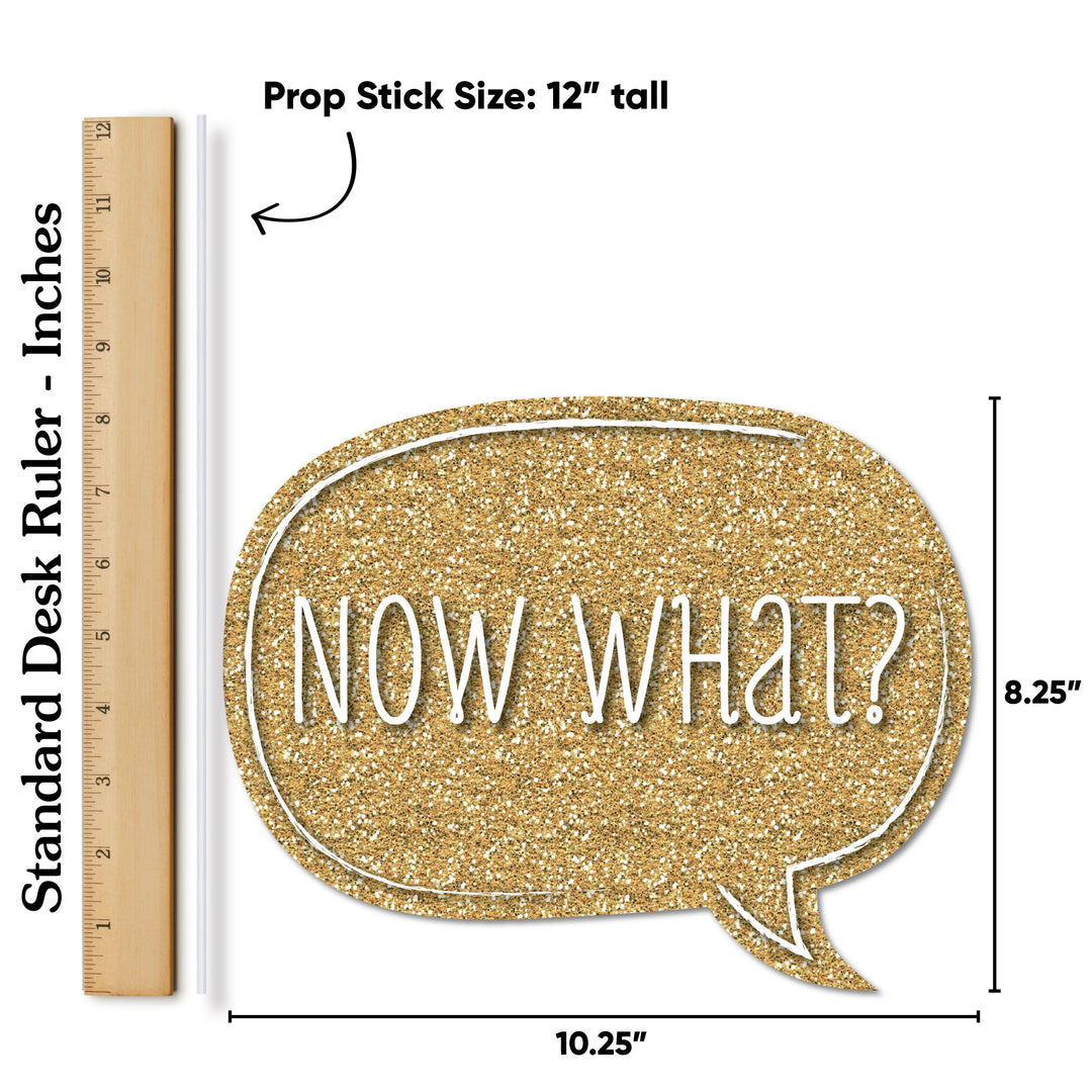 Graduation Party - Gold - 2026 Graduation Party Photo Booth Props Kit - 20 Count