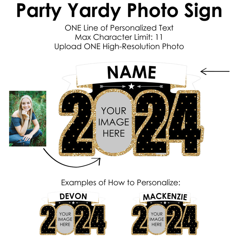 Tassel Worth The Hassle - Gold - Custom Name and Photo 2024 Graduation Party Decorations - Party Yardy Sign