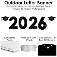 Tassel Worth The Hassle - Silver - Large Graduation Party Decorations - 2026 - Outdoor Letter Banner