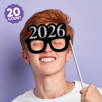 Graduation Party - Silver - 2026 Graduation Party Photo Booth Props Kit - 20 Count