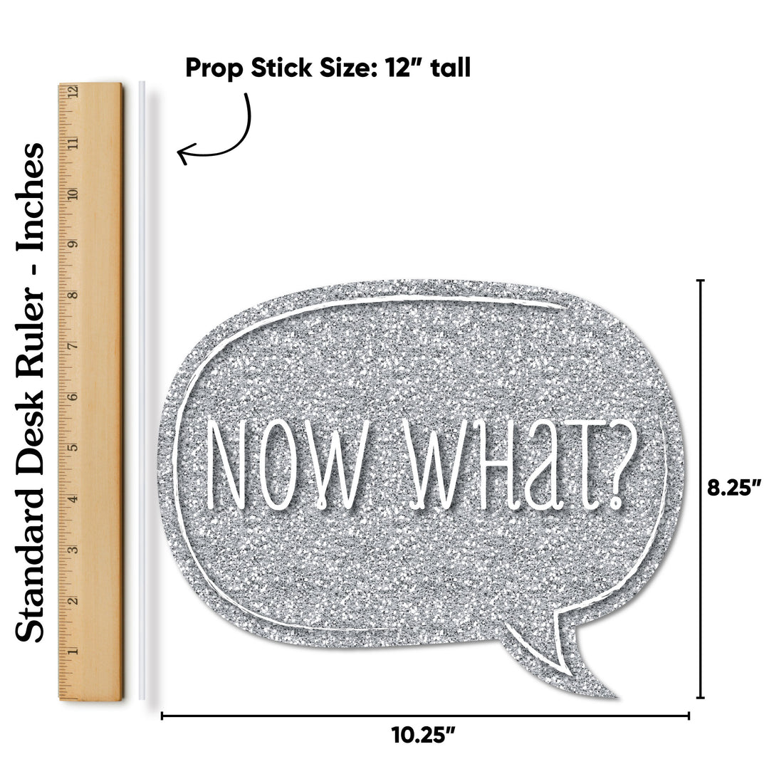 Graduation Party - Silver - 2026 Graduation Party Photo Booth Props Kit - 20 Count