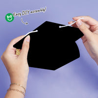 Black Grad Cap Garland Banner - 15 Pc