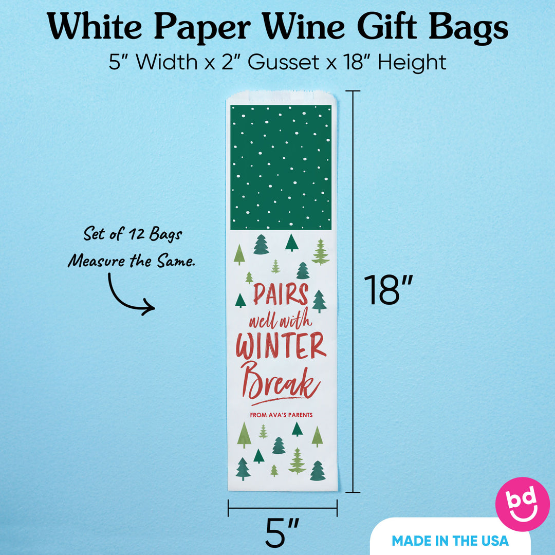 Custom Text Wine Bags - Teacher Holiday Presents