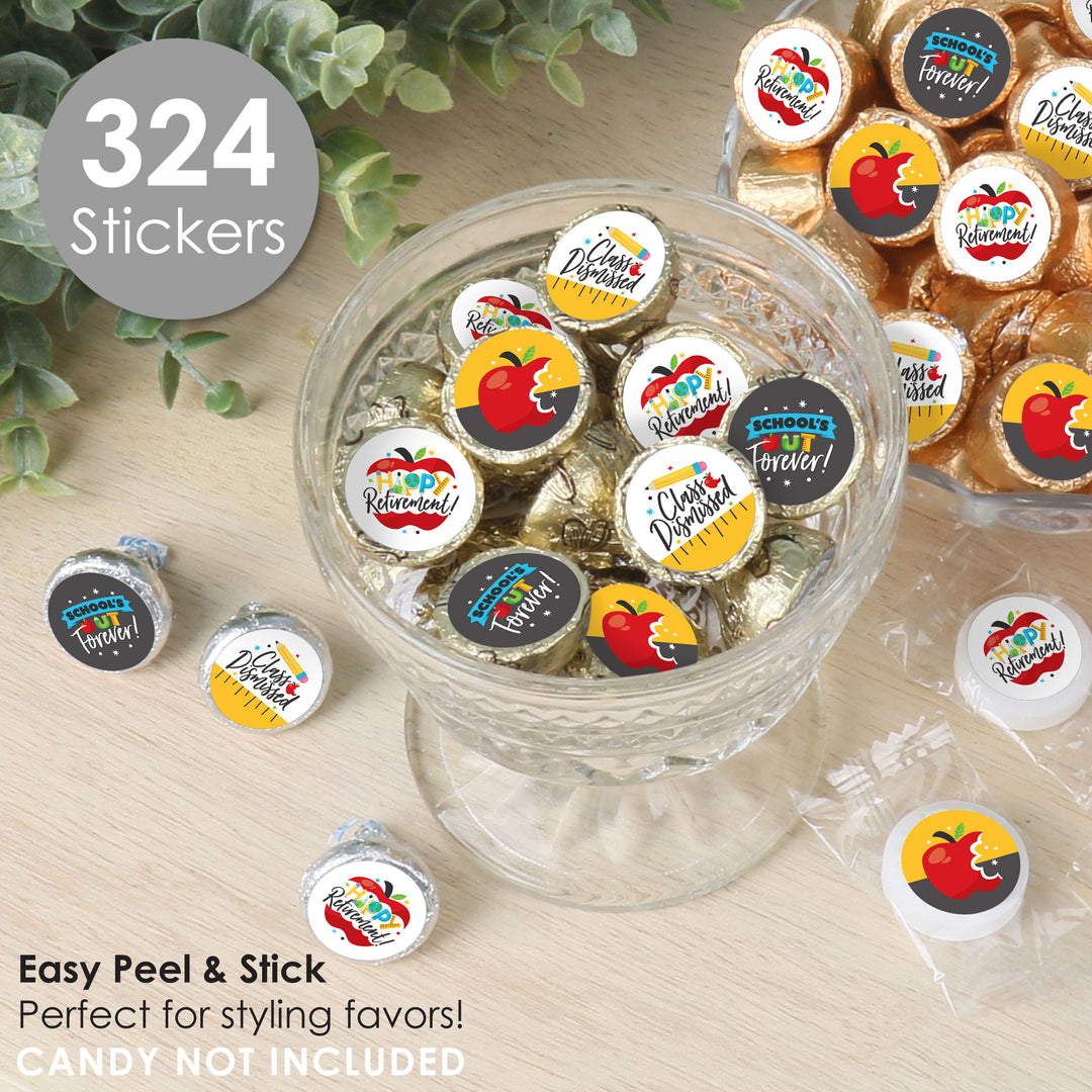 Teacher Retirement - Happy Retirement Party Small Round Candy Stickers - Party Favor Labels - 324 Count