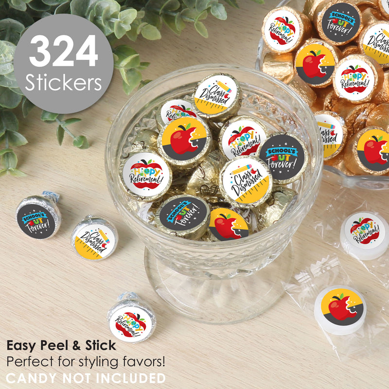 Teacher Retirement - Happy Retirement Party Small Round Candy Stickers - Party Favor Labels - 324 Count