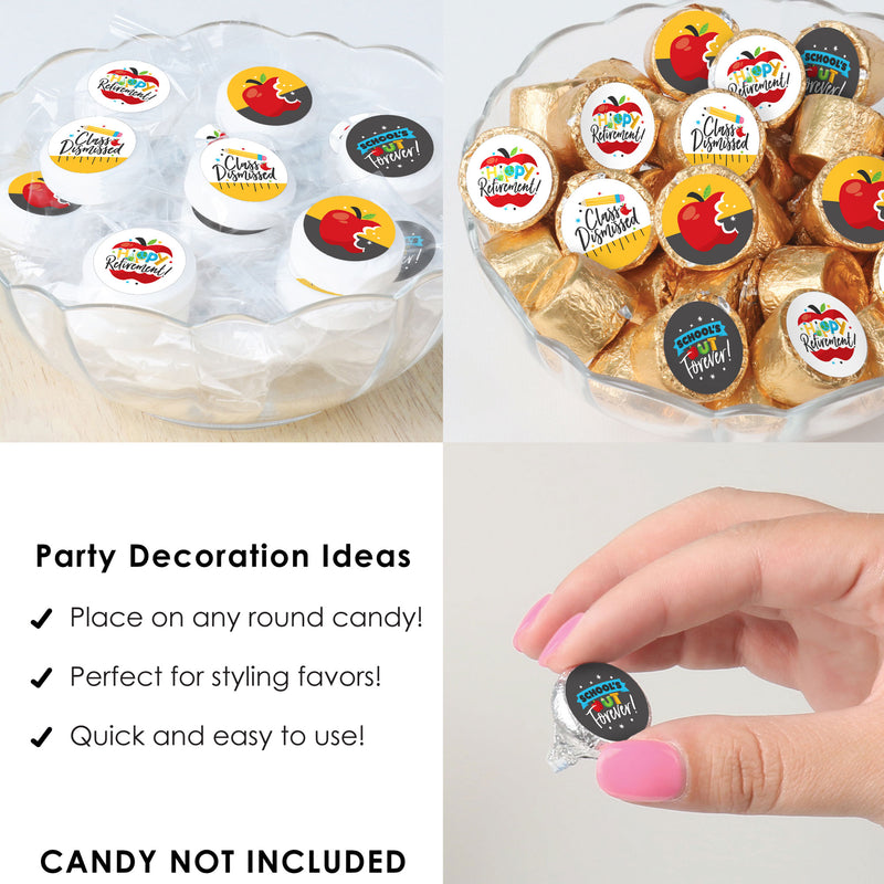 Teacher Retirement - Happy Retirement Party Small Round Candy Stickers - Party Favor Labels - 324 Count
