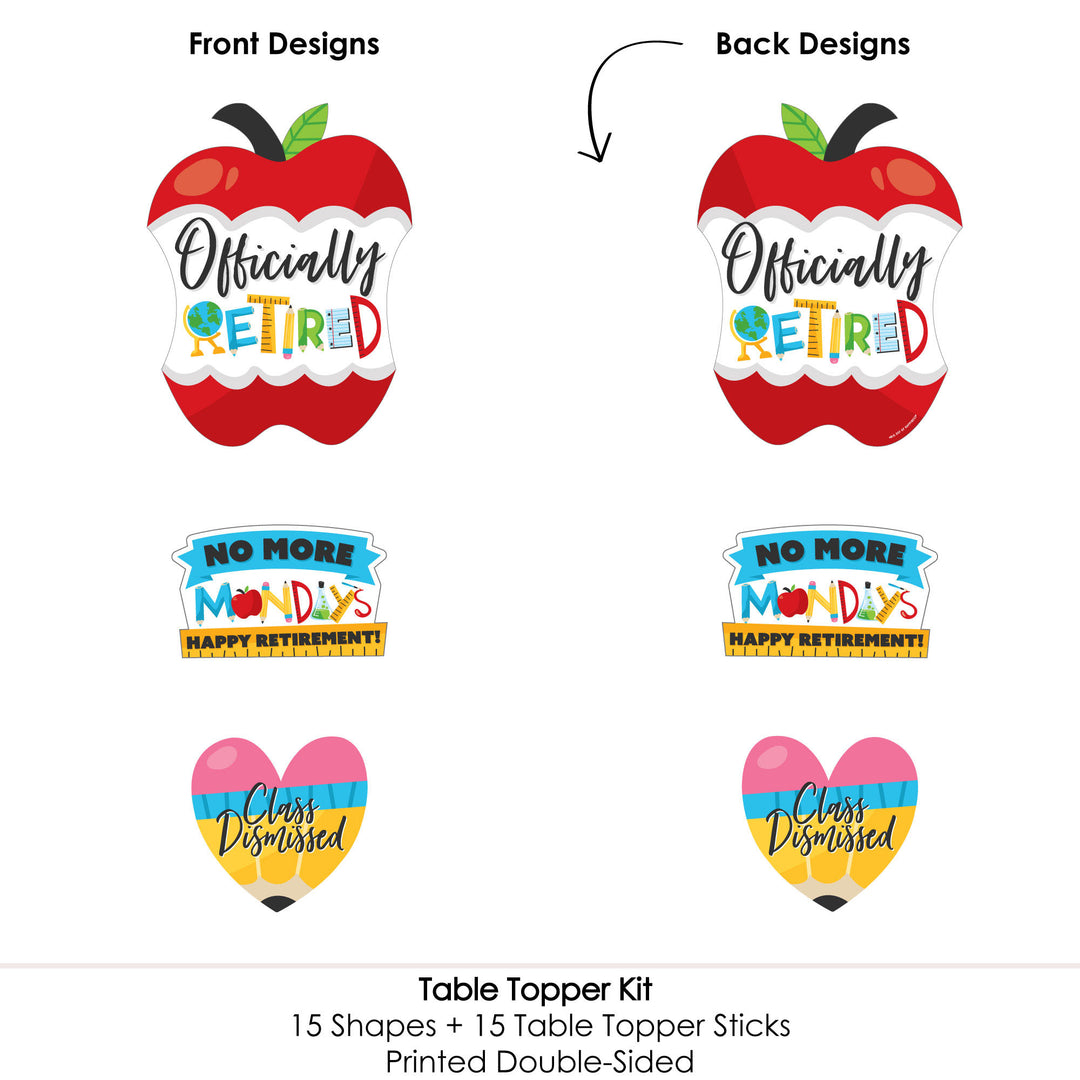 Teacher Retirement - Happy Retirement Party Centerpiece Sticks - Table Toppers - Set of 15