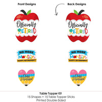 Teacher Retirement - Happy Retirement Party Centerpiece Sticks - Table Toppers - Set of 15
