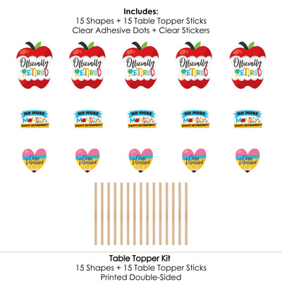 Teacher Retirement - Happy Retirement Party Centerpiece Sticks - Table Toppers - Set of 15