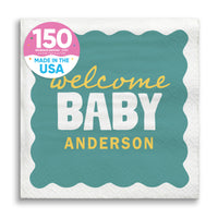 Teal and yellow baby shower beverage napkins 150 count main image 