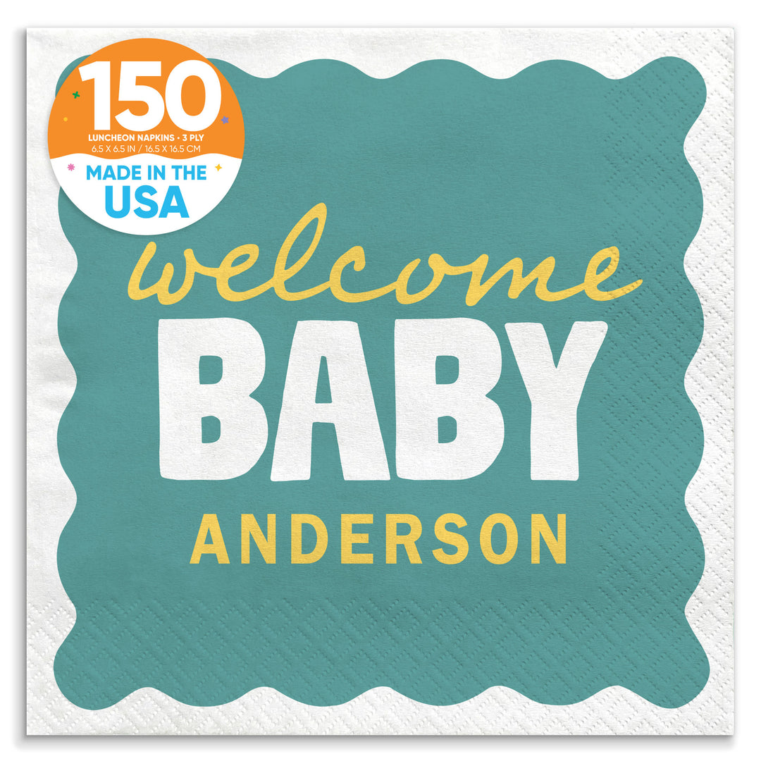 Teal and yellow baby shower luncheon napkins 150 count main image 