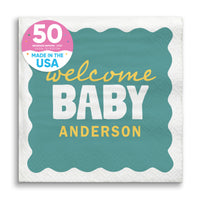 Teal and yellow baby shower beverage napkins 50 count main image 