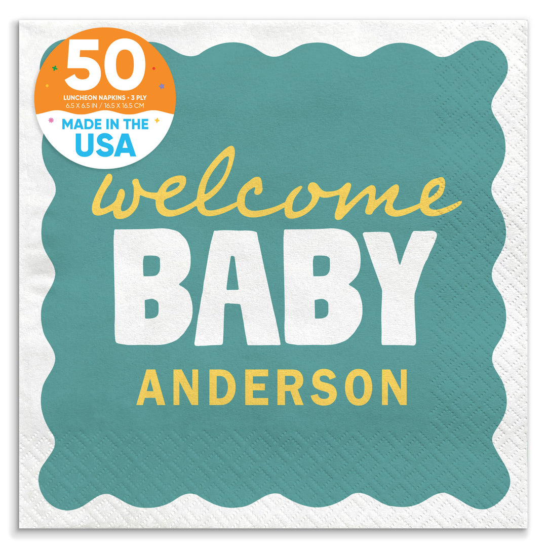 Teal and yellow baby shower luncheon napkins 50 count main image 