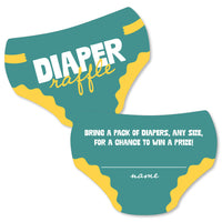 Teal and yellow diaper raffle cards main image 