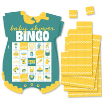 Teal and yellow baby bingo game set main image 