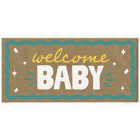 Teal and yellow welcome baby banner main image 