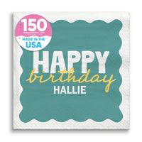 Teal and yellow birthday beverage napkins 150 count main image 