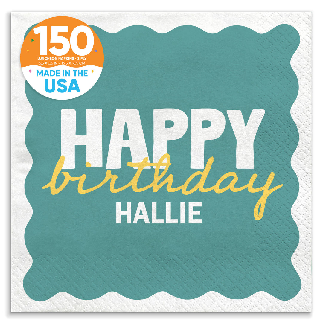 Teal and yellow birthday luncheon napkins 150 count main image 