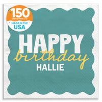 Teal and yellow birthday luncheon napkins 150 count main image 