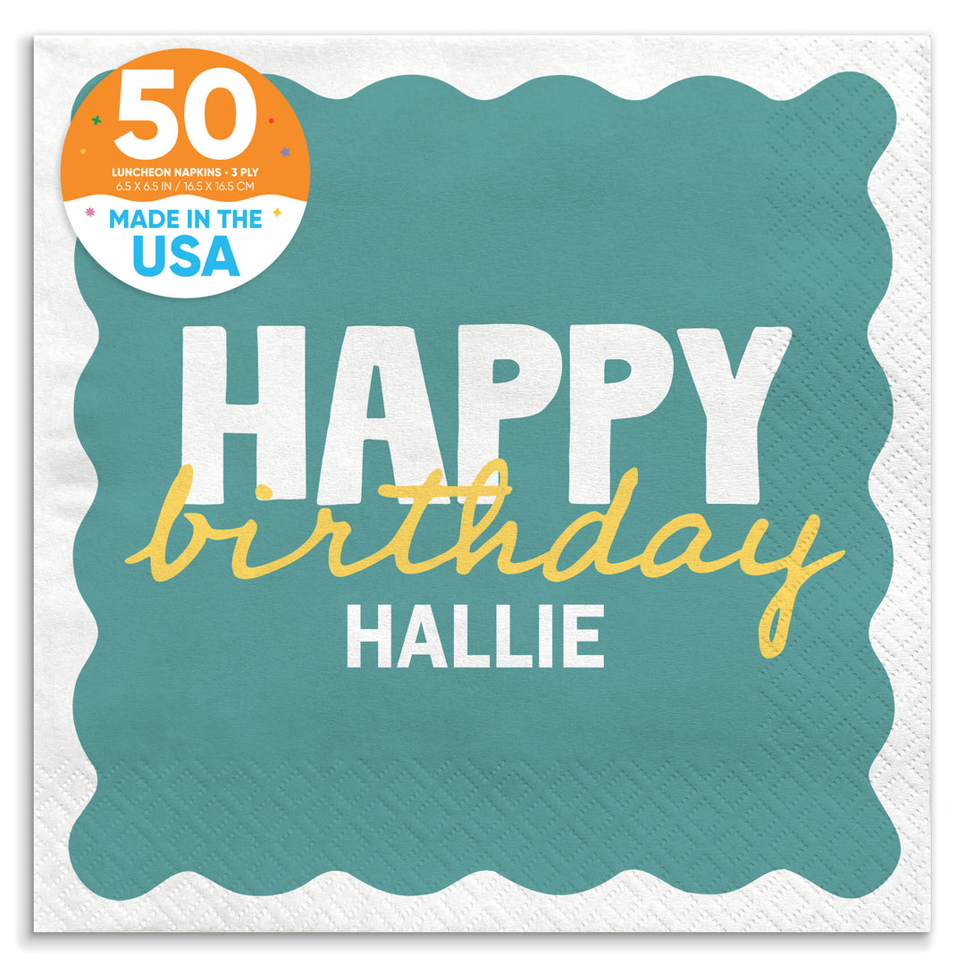 Teal and yellow birthday luncheon napkins 50 count main image 