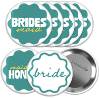 Teal and yellow bridal party buttons set main image