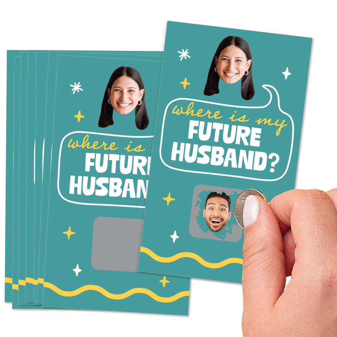 Custom Face Wavy Bridal Shower Scratch Off Card Game - 22 Ct