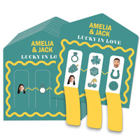 Teal and yellow bridal pull tab cards main image