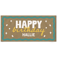 Teal and yellow custom birthday kraft banner main image