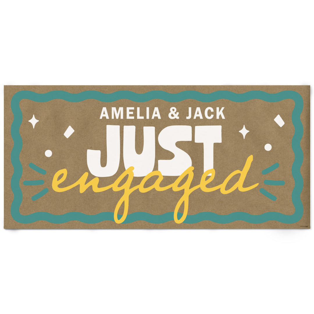 Teal and yellow custom engagement banner main image 