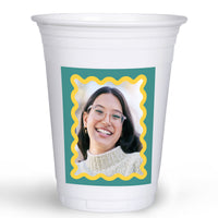 Teal and yellow custom party cups set main image 