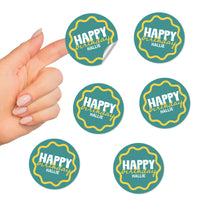 Custom Text Round Stickers - Wavy Birthday - 24 Ct