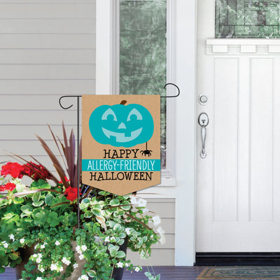 Teal Pumpkin - Outdoor Home Decorations - Double-Sided Halloween Allergy Friendly Trick or Trinket Garden Flag - 12 x 15.25 inches