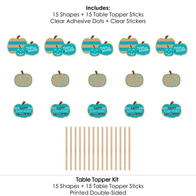 Teal Pumpkin - Halloween Allergy Friendly Trick or Trinket Centerpiece Sticks - Table Toppers - Set of 15