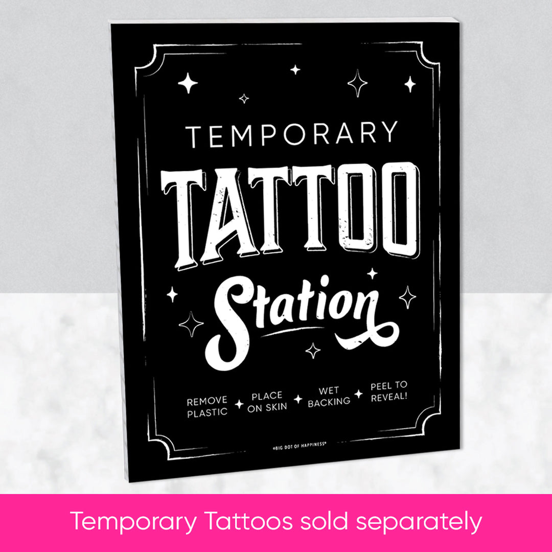 Temporary Tattoo Station Sign - Black & White
