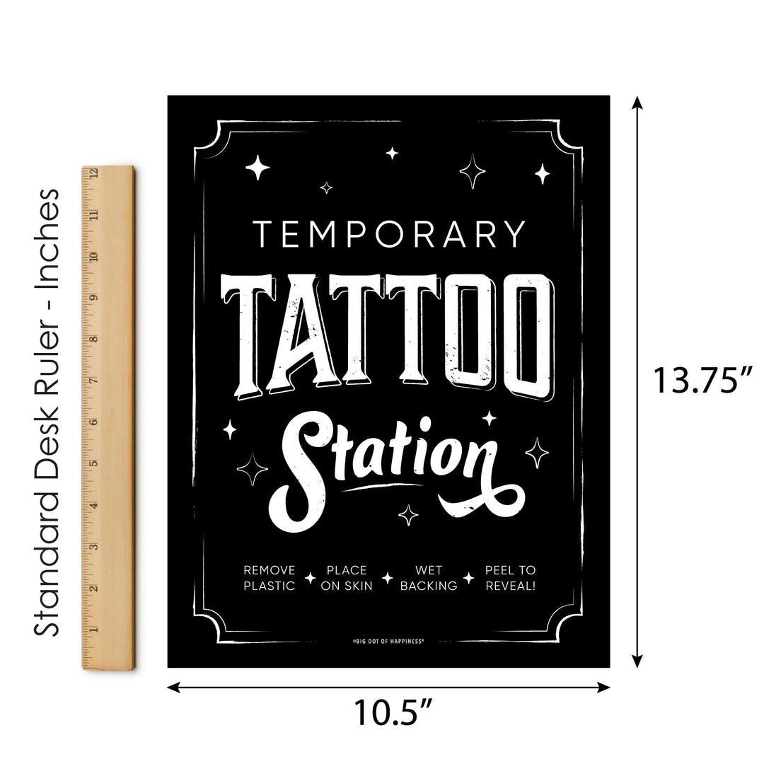 Temporary Tattoo Station Sign - Black & White