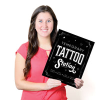 Temporary Tattoo Station Sign - Black & White
