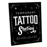 Temporary Tattoo Station Sign - Black & White